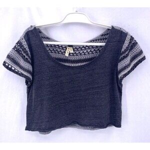 Babydoll Crochet Top We the Free People M Gray Cropped Boxy Beachy